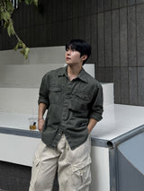 Carder dying washing cropped shirt