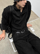 ピグメントヘンリーネックニットロングスリーブ