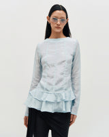 Glossy Frill Top _ SKY BLUE