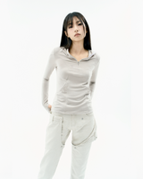 Detachable Button Denim Pants / Beige