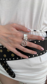 [Influencer]925silver spiral@silver ring