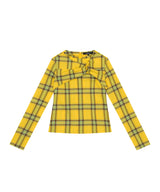 Twisted Check High-neck Top _ YELLOW