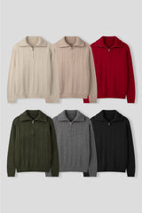 LMN All-Day Turtleneck Cable Zip-Up Knitwear (5 colors)