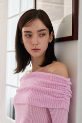 カットオフショルダーニット PINK