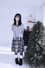 [Muffler SET] オフショルダーボタンストラップニット (3 colors)