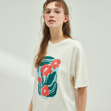 フラワードローイングオーバーサイズTシャツ_アイボリー
