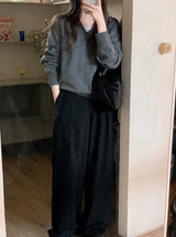 Basic Wool V-neck Loose Knit (5color)