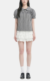 Nela Check Puff Blouse
