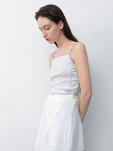 (T-7045)ANN SHIRRING SLEEVELESS TEE