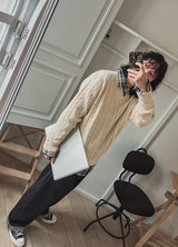 コンプローピンタックワイドデニムパンツ