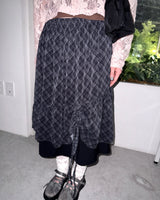 (2color) Shirring Layered Flare Check Skirt