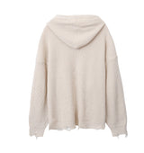 Atonic Lettering Hooded Zip-Up Knit