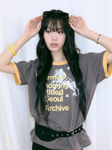 Archive Unicorn Ringer Crop Short Sleeve Charcoal