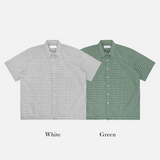 Dard pore check short-sleeved shirt