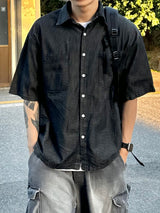 Salt washing cargo bermuda denim pants 3C