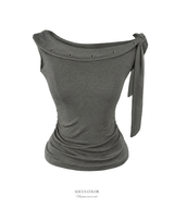 Leo Eyelet Off-Shoulder Top (2color)