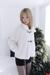 Soft wool two-button fur cropped jacket jumper (2colors)