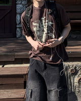 Las Faded Printing Oversized Short Sleeve