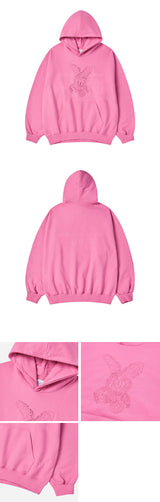 24FW LETTERING RABBIT HOODIE DARK PINK