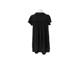 Selly Button Round Collar Puff Sleeve Frill One Piece