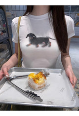 ダックスフント ラウンド スパンデックス Tシャツ