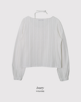 ロマンティックレースシャーリングブラウス + タイセット (4color)