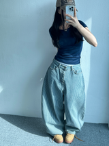 バックスリットポイントUネックショートスリーブ🩵🖤❤💙 - 4 カラーズ