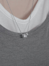 metal heart ball necklace