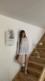 Uniform Boxy White Long Sleeve T-shirt