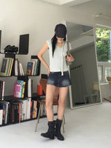 Tilshu half low washed denim short pants