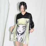 Satin Hell Girl Top - BLACK