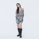 (DUC) Damaged Loose-Fit Knit Gray
