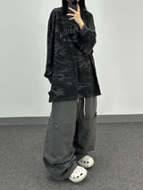 fold double-knee cotton pants