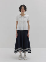 シアーサッカーフレアドマキシスカート (Navy)