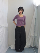 U-Neck Three-Quarter Slim Line Cotton Top