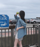 [Bellide made] デイズルーズフィットピンタックデニムシャツ