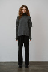 Corduroy boots cut pants (Black)
