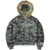 Cropped Fur Hood MA-1 Jacket (Camo)