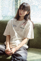 26SS★ ドローステッチ刺繍半袖Tシャツ