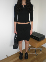 Flower pointelle button T [Black]