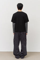 グランジロックレイヤード長袖Tシャツ