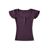 Elin U-Neck Slim Cap Tee