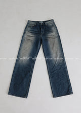 [UNISEX] Vintage washed low wide jeans