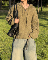 Lune Cable Half Zip-Up Hoodie Knit