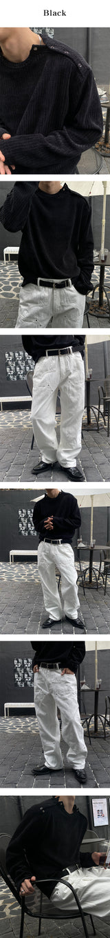 [Unisex] ダブルショルダーボタンニット(4color)