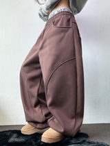 FLEECE-PICKABLE❤HARDY CIRCLE LINE BALLOON LONG SWEAT PANTS🤎🩶🖤3COLOR