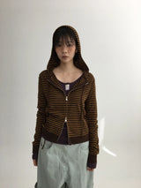 Bobby Striped Knit Zip-Up Hoodie (7color)