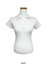 Rie rounding collar short-sleeved T-shirt