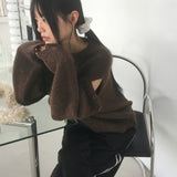 Siang open shoulder button knitwear