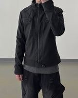 Kale Panel High-Neck Leather Jacket